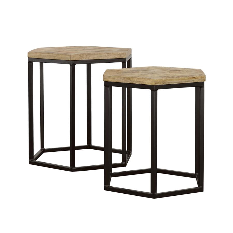 Adger 2-piece Hexagonal Nesting Tables Natural and Black - 935844