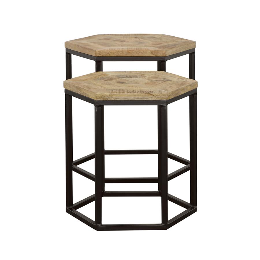 Adger 2-piece Hexagonal Nesting Tables Natural and Black - 935844