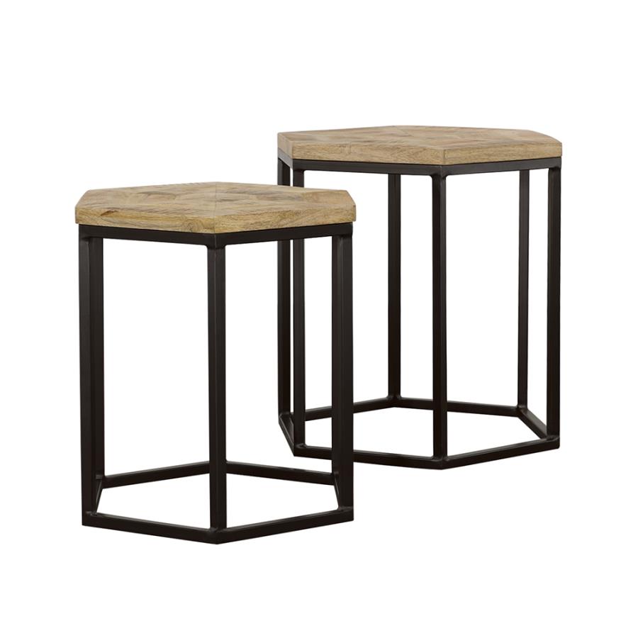 Adger 2-piece Hexagonal Nesting Tables Natural and Black - 935844