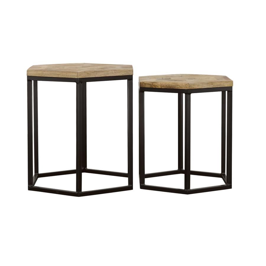 Adger 2-piece Hexagonal Nesting Tables Natural and Black - 935844