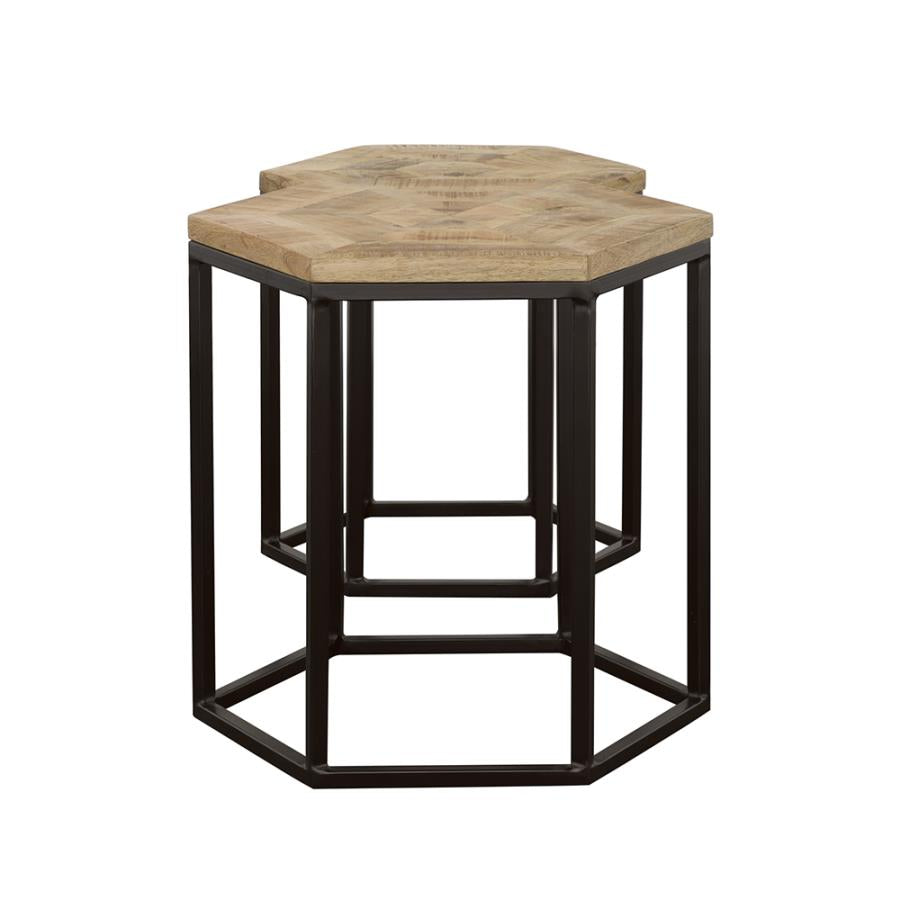 Adger 2-piece Hexagonal Nesting Tables Natural and Black - 935844