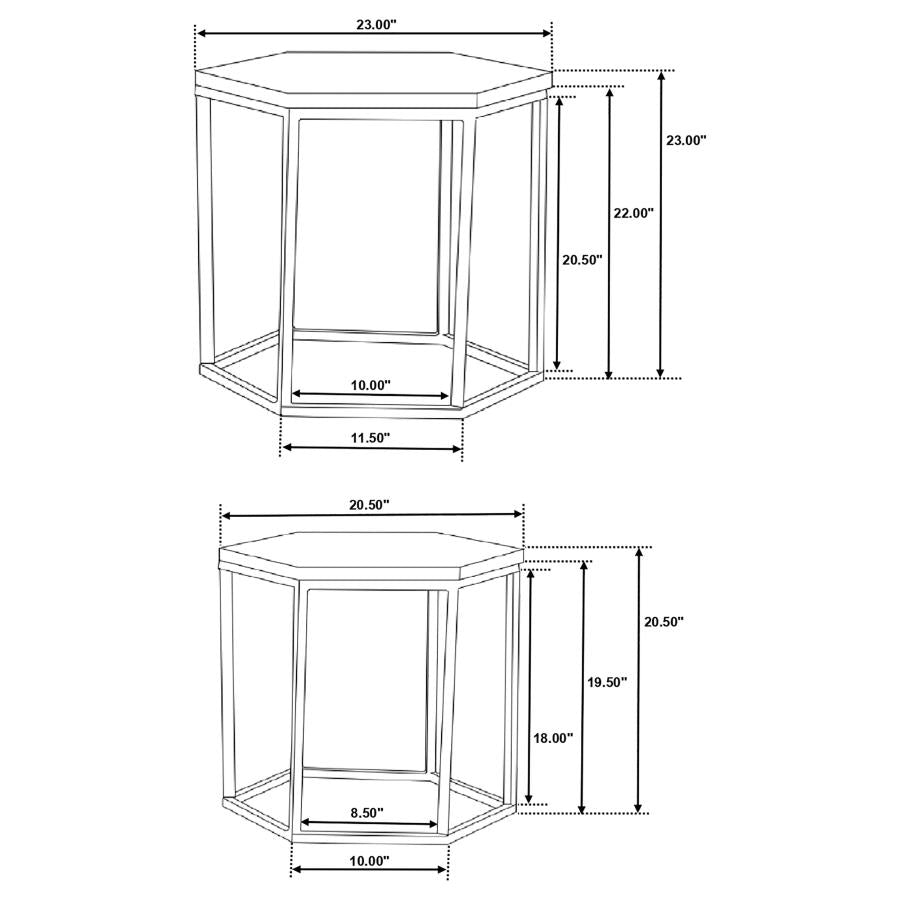 Adger 2-piece Hexagonal Nesting Tables Natural and Black - 935844