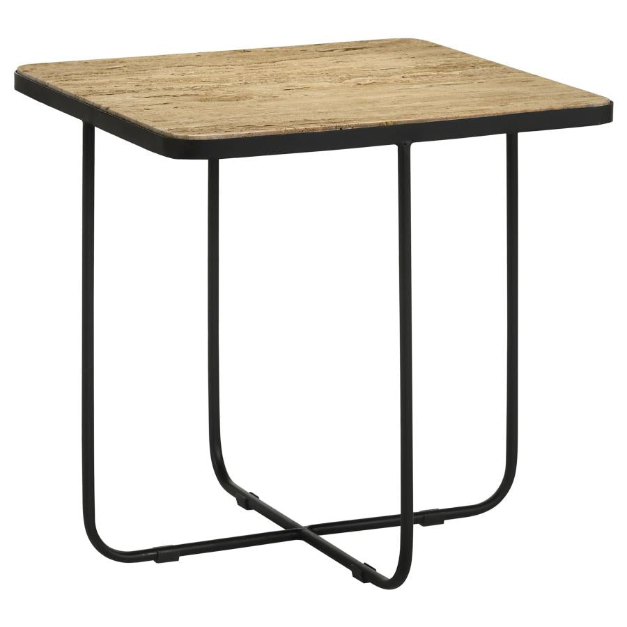 Elyna Square Stone Top Accent Side Table Beige - 935855
