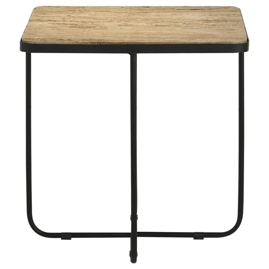 Elyna Square Stone Top Accent Side Table Beige - 935855