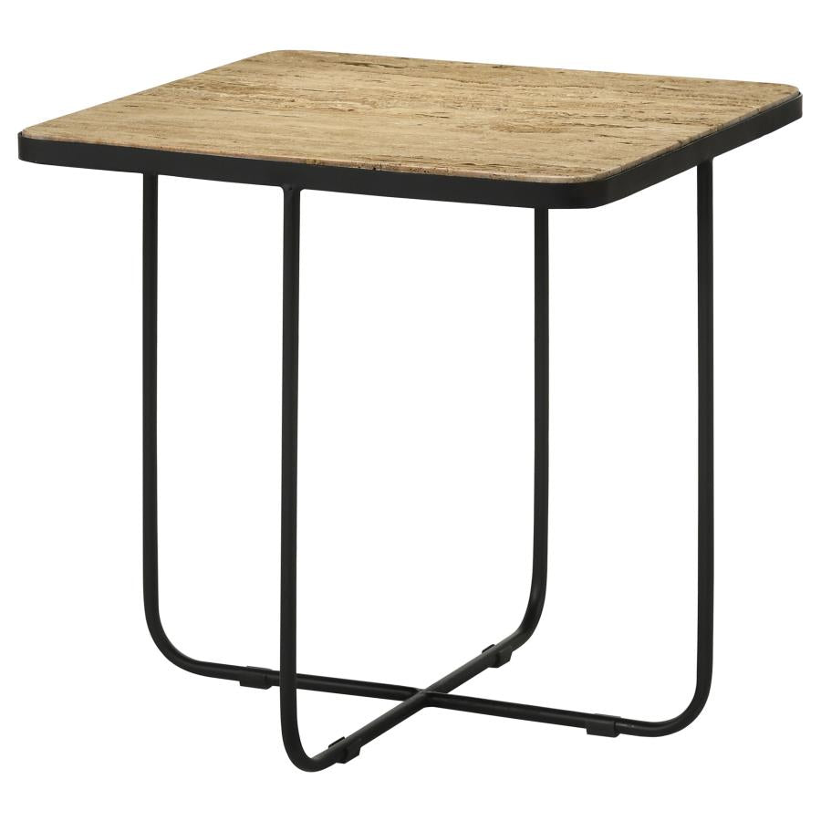 Elyna Square Stone Top Accent Side Table Beige - 935855