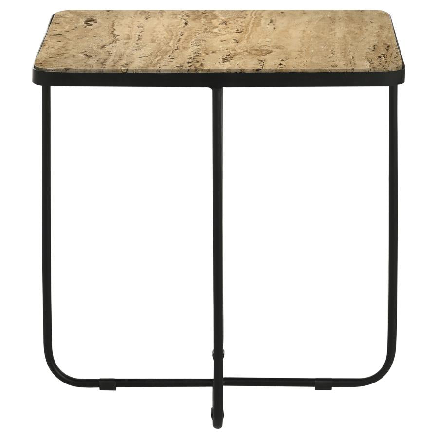 Elyna Square Stone Top Accent Side Table Beige - 935855