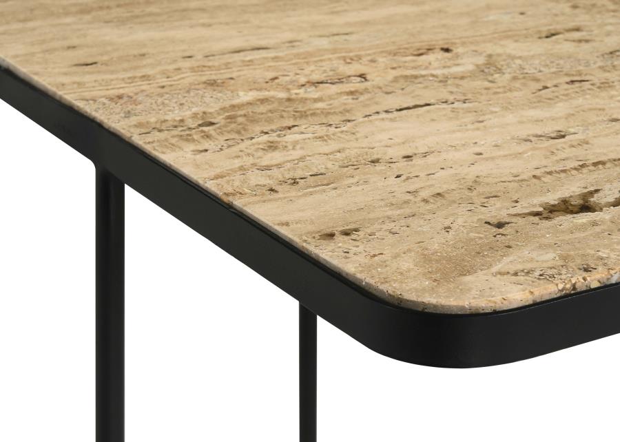 Elyna Square Stone Top Accent Side Table Beige - 935855