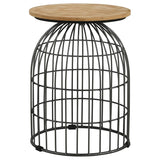 Bernardo Round Wire Frame Side Table Natural and Gunmetal - 935860