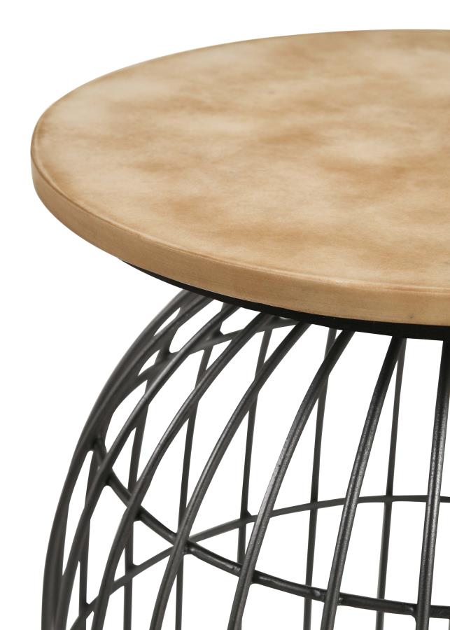 Bernardo Round Wire Frame Side Table Natural and Gunmetal - 935860