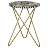 Xenia Round Bone Inlay Accent Side Table White and Gold - 935878