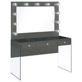 Afshan 3-drawer Vanity Set with Lighting Grey High Gloss - 935923