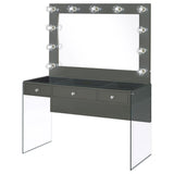 Afshan 3-drawer Vanity Set with Lighting Grey High Gloss - 935923
