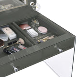 Afshan 3-drawer Vanity Set with Lighting Grey High Gloss - 935923