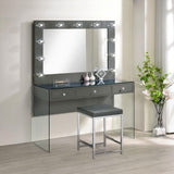 Afshan 3-drawer Vanity Set with Lighting Grey High Gloss - 935923