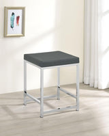 Afshan Upholstered Square Padded Vanity Stool Chrome - 935924