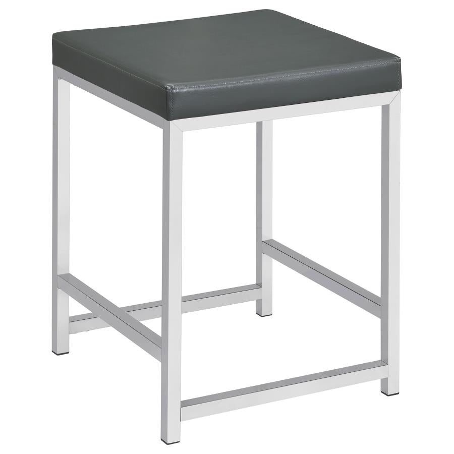Afshan Upholstered Square Padded Vanity Stool Chrome - 935924
