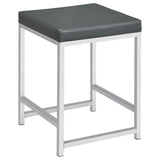 Afshan Upholstered Square Padded Vanity Stool Chrome - 935924