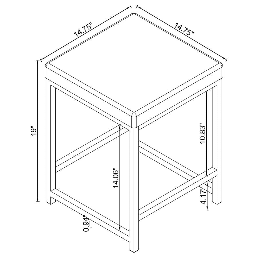 Afshan Upholstered Square Padded Vanity Stool Chrome - 935924