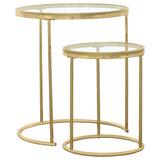 Maylin 2-piece Round Glass Top Nesting Table Set Gold - 935936