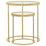 Maylin 2-piece Round Glass Top Nesting Table Set Gold - 935936