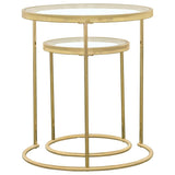 Maylin 2-piece Round Glass Top Nesting Table Set Gold - 935936