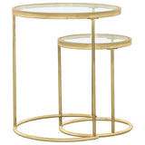 Maylin 2-piece Round Glass Top Nesting Table Set Gold - 935936