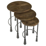 Deja 3-piece Round Nesting Table Set Natural and Gunmetal - 935971