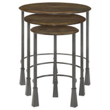 Deja 3-piece Round Nesting Table Set Natural and Gunmetal - 935971