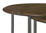 Deja 3-piece Round Nesting Table Set Natural and Gunmetal - 935971