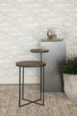 Yael Round Mango Wood Accent Side Table Natural and Gunmetal - 935980