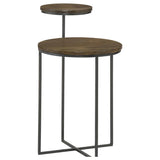 Yael Round Mango Wood Accent Side Table Natural and Gunmetal - 935980
