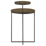 Yael Round Mango Wood Accent Side Table Natural and Gunmetal - 935980