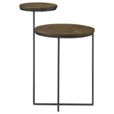 Yael Round Mango Wood Accent Side Table Natural and Gunmetal - 935980
