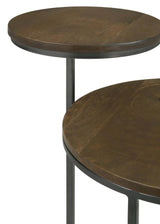 Yael Round Mango Wood Accent Side Table Natural and Gunmetal - 935980