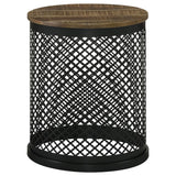 Aurora Round Drum Base Accent Side Table Natural and Black - 935990