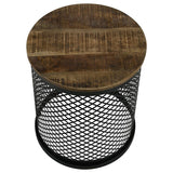 Aurora Round Drum Base Accent Side Table Natural and Black - 935990