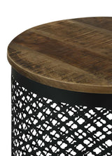 Aurora Round Drum Base Accent Side Table Natural and Black - 935990