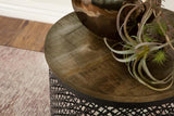 Aurora Round Drum Base Accent Side Table Natural and Black - 935990