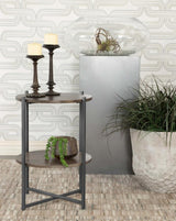 Axel Round Accent Table with Open Shelf Natural and Gunmetal - 935993