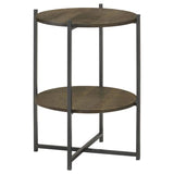 Axel Round Accent Table with Open Shelf Natural and Gunmetal - 935993