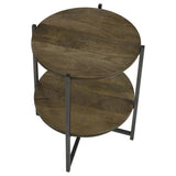 Axel Round Accent Table with Open Shelf Natural and Gunmetal - 935993