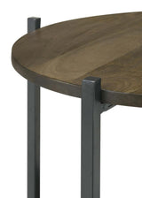 Axel Round Accent Table with Open Shelf Natural and Gunmetal - 935993