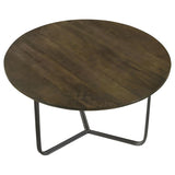 Yaritza Round Mango Wood Coffee Table Natural and Gunmetal - 935995