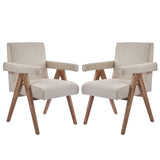 Contemporary Poppy Fabric Dining Armchair With Rubberwood Legs