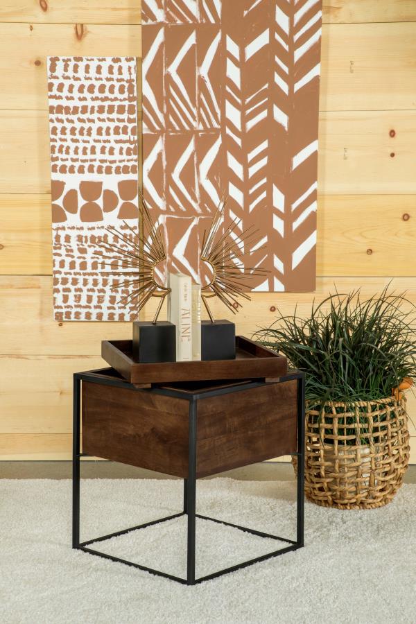 Ondrej Square Accent Side Table Removable Tray Dark Brown - 936007