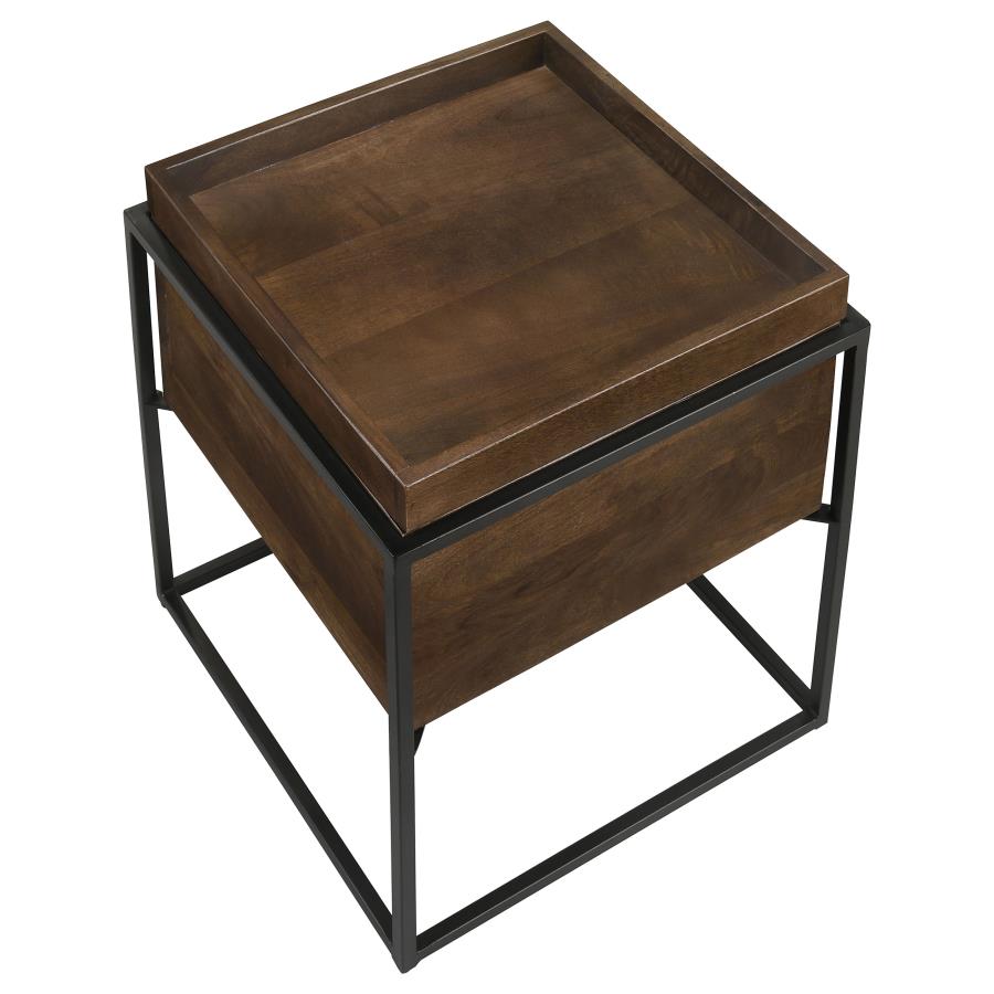 Ondrej Square Accent Side Table Removable Tray Dark Brown - 936007