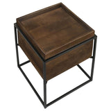 Ondrej Square Accent Side Table Removable Tray Dark Brown - 936007