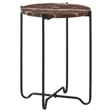 Latifa Round Marble Top Accent Side Table Red and Black - 936010