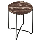 Latifa Round Marble Top Accent Side Table Red and Black - 936010
