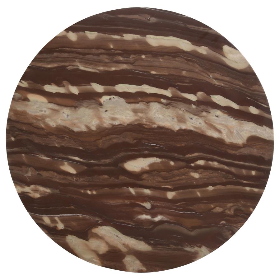 Latifa Round Marble Top Accent Side Table Red and Black - 936010